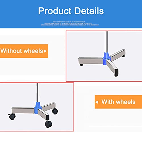 AWCPP Soporte de Infusión de Vena Espesa de Acero Inoxidable Firme Estable Altura de Altura, Hospitales, Hogares, Hospitales de Mascotas,4 Ganchos con Ruedas
