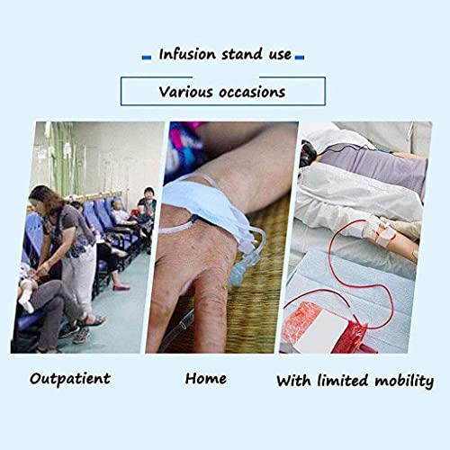 AWCPP Soporte de Infusión de Vena Espesa de Acero Inoxidable Firme Estable, Soporte Móvil de Infusión Médica Ajustable Móvil Portátil de Altura de Altura, Soporte de Goteo,2 Ganchos con Ruedas