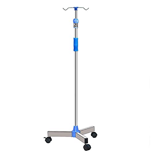 AWCPP Soporte de Infusión de Vena Espesa de Acero Inoxidable Firme Estable, Soporte Móvil de Infusión Médica Ajustable Móvil Portátil de Altura de Altura, Soporte de Goteo,2 Ganchos con Ruedas