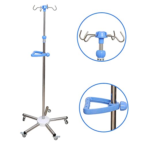 AWCPP Soporte de Infusión de Vena Espesa de Acero Inoxidable Firme Polo Iv Portátil Estable con Ruedas Iv Soporte de Goteo, con 2 Ruedas de Freno,D