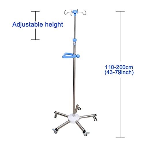 AWCPP Soporte de Infusión de Vena Espesa de Acero Inoxidable Firme Polo Iv Portátil Estable con Ruedas Iv Soporte de Goteo, con 2 Ruedas de Freno,D