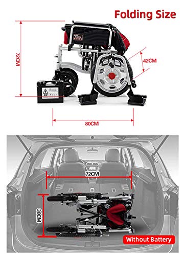 AWJ Silla de Ruedas eléctrica Plegable, Scooter de Silla de Ruedas portátil con Pendiente Antideslizante para Personas Mayores, sillas de Ruedas eléctricas motorizadas para Todo Terreno al