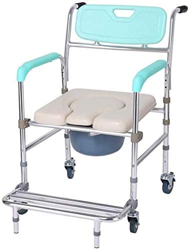 AWJ sillas de Ruedas Plegable y silencioso Pequeña Ducha móvil con Ruedas Asiento de Inodoro Silla de Ruedas autopropulsada Impermeable con Inodoro