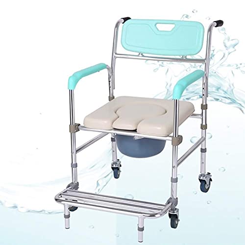 AWJ sillas de Ruedas Silla con Inodoro Plegable y muda Ducha móvil con Ruedas pequeña Asiento de Inodoro Sillas de Ruedas autopropulsadas Impermeables Sillas de Ruedas Plegables Ligeras