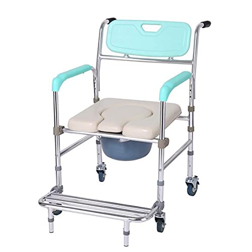 AWJ sillas de Ruedas Silla con Inodoro Plegable y muda Ducha móvil con Ruedas pequeña Asiento de Inodoro Sillas de Ruedas autopropulsadas Impermeables Sillas de Ruedas Plegables Ligeras