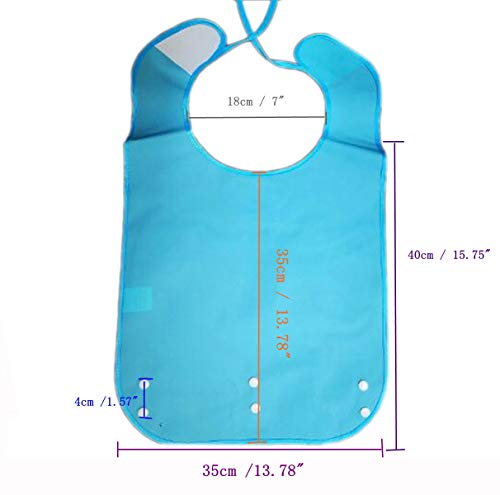 Babero Adulto Silicona Impermeable Lavable Reutilizable,Baberos Adultos con Bolsillo Recogemigas Extraíble Divertido,Adultos para Ropa Protector Alimentación Comer Azul