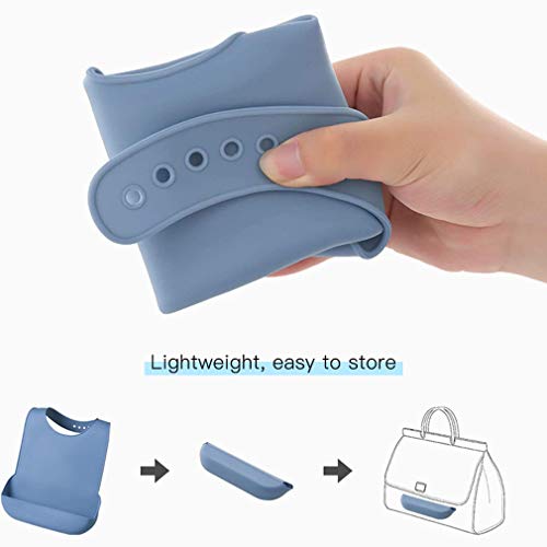 Babero Adulto,baberos para adultos con recogedor de migas,impermeable,lavable,protector de ropa para la hora de la comida,delantal de ayuda para adultos para personas mayores, pacientes y adultos Azul