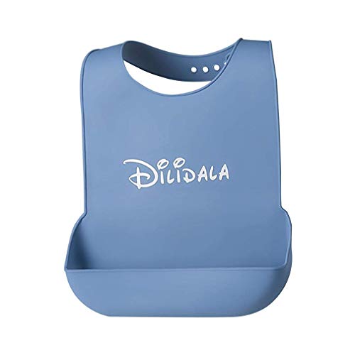 Babero Adulto,baberos para adultos con recogedor de migas,impermeable,lavable,protector de ropa para la hora de la comida,delantal de ayuda para adultos para personas mayores, pacientes y adultos Azul