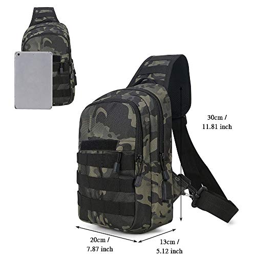 BAIGIO Mochila Cruzada Hombre Bolsa de Hombro Bandolera Mochila de Pecho Estilo Militar Sling Mochila Frontal Bolso Messenger para Usar al Aire Libre Camping Ciclismo Excursionismo (Camo)