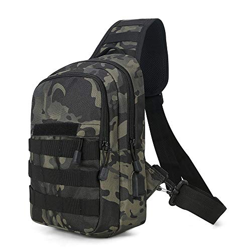 BAIGIO Mochila Cruzada Hombre Bolsa de Hombro Bandolera Mochila de Pecho Estilo Militar Sling Mochila Frontal Bolso Messenger para Usar al Aire Libre Camping Ciclismo Excursionismo (Camo)