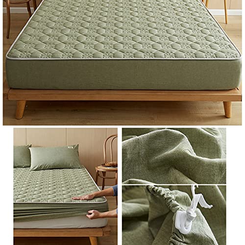 BAJIN Sábanas, sábana bajera acolchada gruesa con banda elástica de terciopelo, funda de cama de lujo, hipoalergénica, a prueba de ácaros, transpirable, sin ruido, 120 x 200 + 30 cm