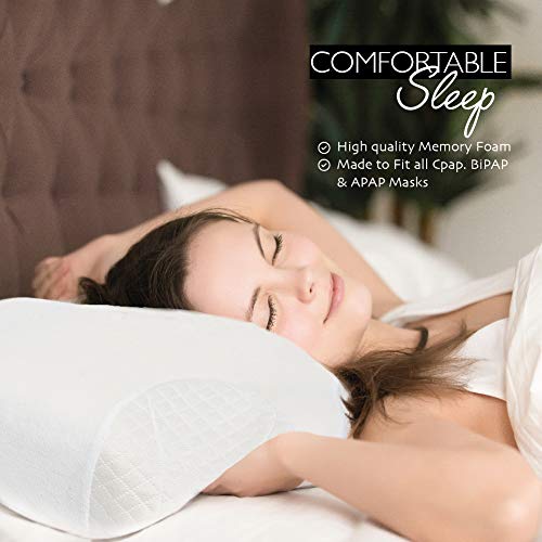 BALIBETOV Almohada Ergonomica compatible con Mascarilla CPAP para Apnea del Sueño - Almohada de Espuma con Memoria, Reduce la Presion de la Mascara y Previene Fugas de Aire