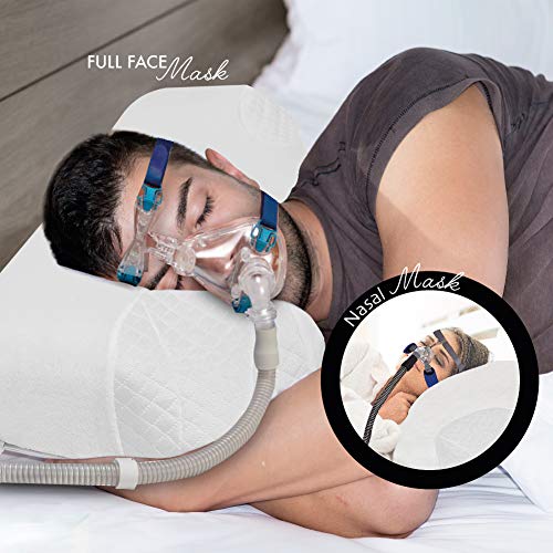 BALIBETOV Almohada Ergonomica compatible con Mascarilla CPAP para Apnea del Sueño - Almohada de Espuma con Memoria, Reduce la Presion de la Mascara y Previene Fugas de Aire