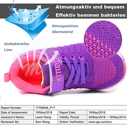 Baloncesto Zapatillas de Niñas Velcro Zapatillas Niños de Correr Gimnasia Niña Niño Zapatillas de Deporte Tenis Trotar Runners Trainers Tenis Running Zapatillas Zapatos Morado 34 EU