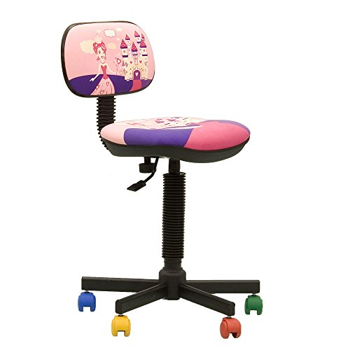 Bambo – Silla de escritorio infantil ergonómica, altura del asiento ajustable de 42 cm-56 cm, giratoria a 360 /ruedas multicolores/negras