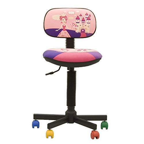 Bambo – Silla de escritorio infantil ergonómica, altura del asiento ajustable de 42 cm-56 cm, giratoria a 360 /ruedas multicolores/negras