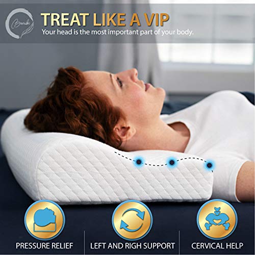 Bamibi® Almohada Cervical Ortopédica Terapéutica Viscoelástica con Gel Disipador de Calor, Cojín Ortopédico con Espuma de Memoria Alta Densidad. Incluye Funda Algodón 100% Extraible y Lavable.