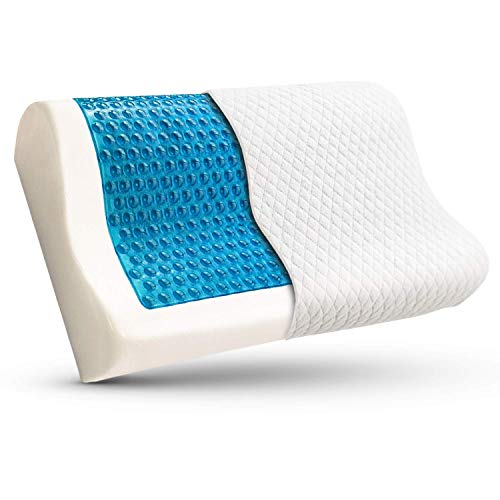 Bamibi® Almohada Cervical Ortopédica Terapéutica Viscoelástica con Gel Disipador de Calor, Cojín Ortopédico con Espuma de Memoria Alta Densidad. Incluye Funda Algodón 100% Extraible y Lavable.