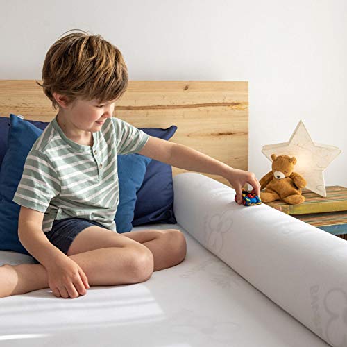 BANBALOO BAMBOO-Barrera Seguridad Cama Niño-Anticaídas Infantil Hipoalergénico-Barandilla de Espuma con Extensión de Suave Algodón de Bambú.Baranda Protectora Quitamiedos ideal 150 y 180cm-Montessori.