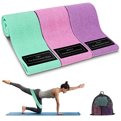 Bandas Elasticas Musculacion, 3 Piezas Bandas Elásticas Fitness con 3 Niveles para Piernas/Glúteos/Muslos, Cadera Ancha Antideslizante Bandas Resistencia para Yoga,Pilates,Crossfit,Hogar,Gym