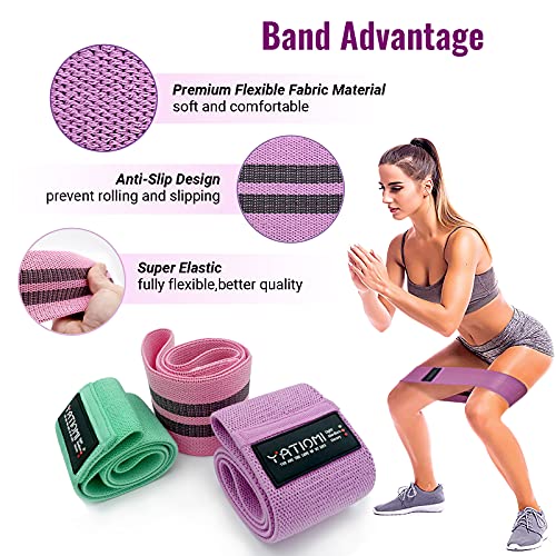 Bandas Elasticas Musculacion, Antideslizantes Bandas de Resistencia de Tela 3 Niveles, Cintas Elasticas para Gluteos, Cadera, Piernas, Brazos, Yoga, Pilates, Fitness, Crossfit, Mujer y Hombre