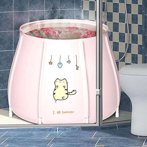 Bañera plegable Adulto Durable Cómodo Tubo Plegable Bañera Barril Portátil No Inflable Plegable Adulto Bañera Bañera Barril Bañera Espesado Bañera de gran tamaño (Color : Pink Kitten)