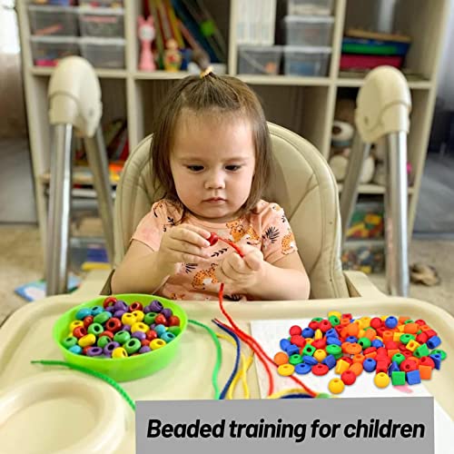 BAOLE Juguetes educativos para niños con Cordones, Terapia Ocupacional, Juguetes para Autismo, Enlace matemático Creativo, Cordones para niños de 3 años, Material Seguro para niños (140 Piezas)