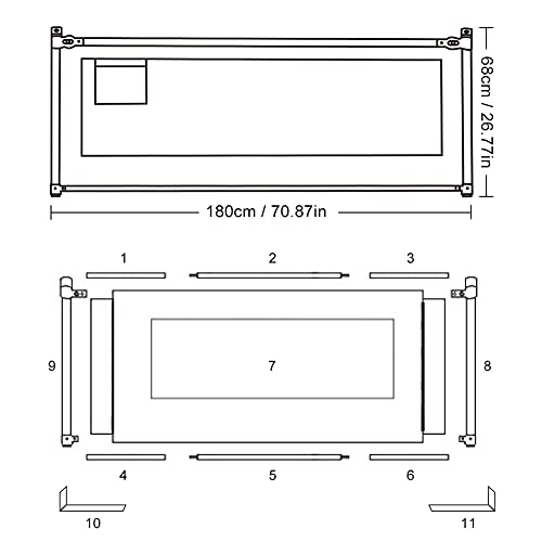 Barandilla de La Cama Guardia de Seguridad para Niños, Portátil Barrera de cama para bebé Protección contra caídas, Barandilla cama(180cm,150cm,200cm)(1.8)