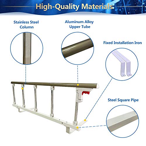 Barandillas laterales de la cama Guardia para adultos mayores Personas mayores Riel auxiliar Seguridad Barandillas de caña de la cama Manija plegable para discapacitados Media barra de agarre