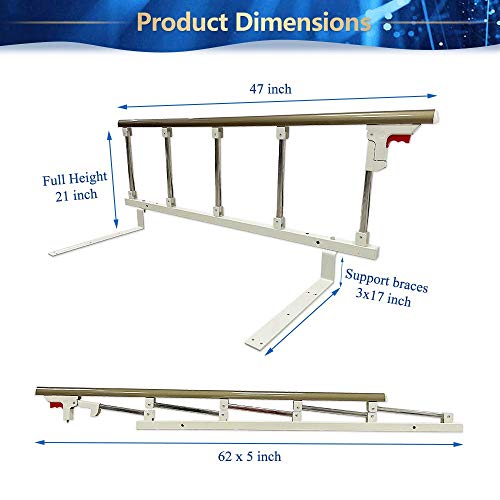 Barandillas laterales de la cama Guardia para adultos mayores Personas mayores Riel auxiliar Seguridad Barandillas de caña de la cama Manija plegable para discapacitados Media barra de agarre