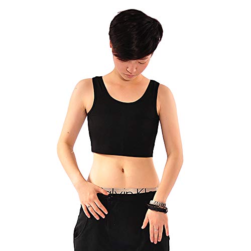 BaronHong Cotton Half-Length Pullover Chest Binder sin Clips para Tomboy Trans Lesbian (Negro, M)