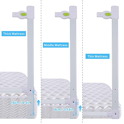 Barrera de cama ajustable 200 cm para ni?os, barandilla de seguridad de cama rejilla de protecci¨®n anti-ca¨ªdas