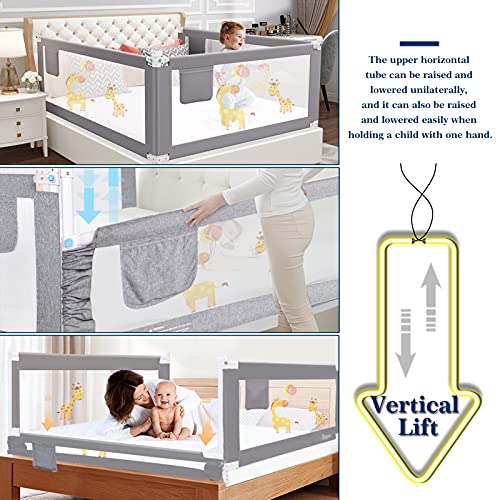 Barrera Seguridad Niños Cama 180 CM, HILEYOLLA Barandilla Cama Niño con de Elevación Vertical Barrera Cama Anticaída (1 Lado)