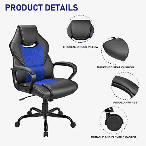 BASETBL Silla de Oficina, Silla de Escritorio Ergonómica con Altura Ajustable, Sillón Oficina con Respaldo Alto Reclinable, Silla de Computadora Cuero Ejecutiva con Soporte Lumbar, Carga 150kg