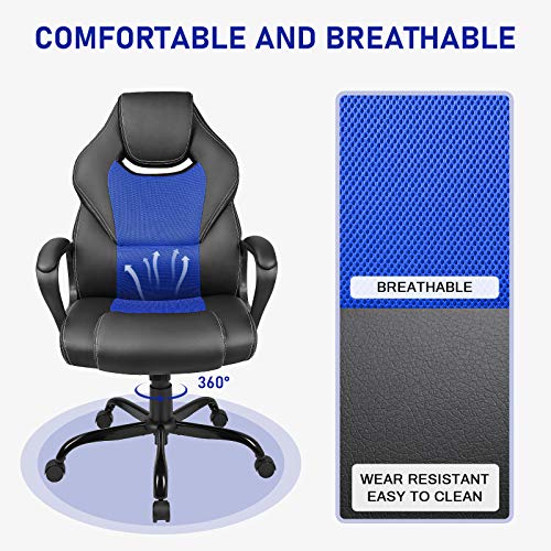 BASETBL Silla de Oficina, Silla de Escritorio Ergonómica con Altura Ajustable, Sillón Oficina con Respaldo Alto Reclinable, Silla de Computadora Cuero Ejecutiva con Soporte Lumbar, Carga 150kg