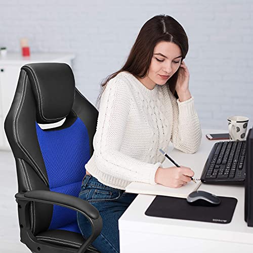 BASETBL Silla de Oficina, Silla de Escritorio Ergonómica con Altura Ajustable, Sillón Oficina con Respaldo Alto Reclinable, Silla de Computadora Cuero Ejecutiva con Soporte Lumbar, Carga 150kg