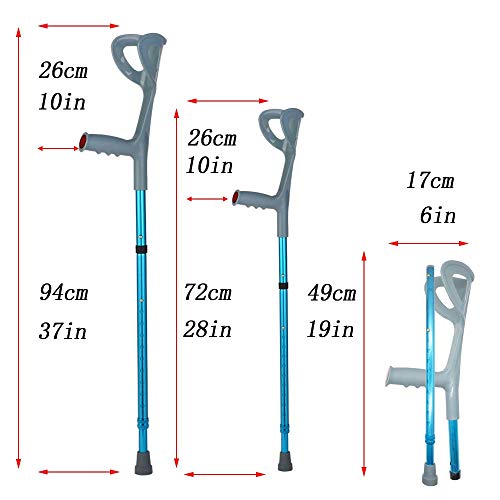 Bastón de Aluminio, Muletas Plegable portátil Apoyo para Antebrazos, Regulable en Altura