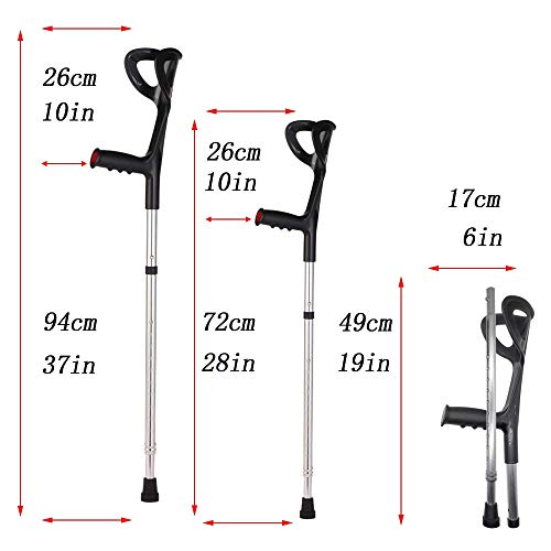 Bastón de Aluminio, Muletas Plegable portátil Apoyo para Antebrazos, Regulable en Altura