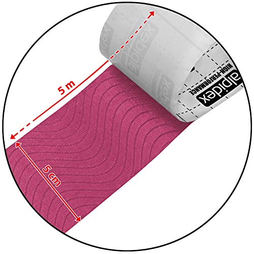 BB Sport 1 Rollo Cinta Kinesiología Tape 5 m x 5 cm Cinta Muscular E- Book Ejemplos Aplicación, Color:fucsia