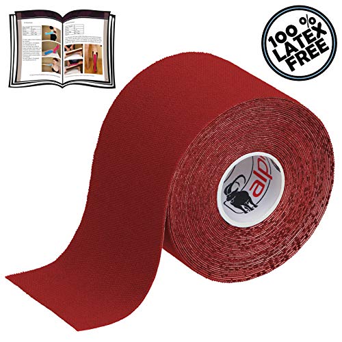 BB Sport 1 Rollo Cinta Kinesiología Tape 5 m x 5 cm Cinta Muscular E- Book Ejemplos Aplicación, Color:rojo