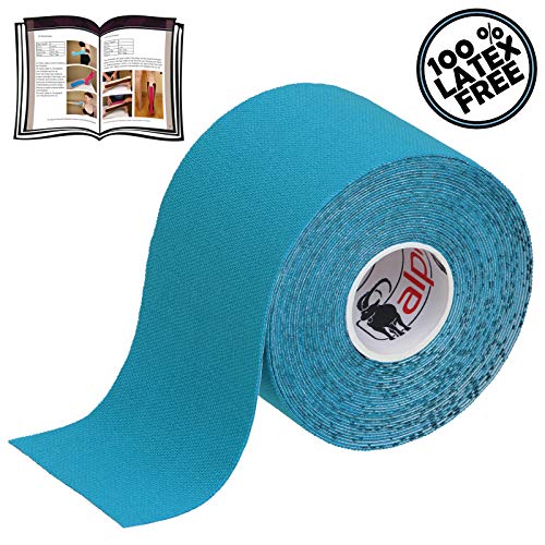 BB Sport 12 Rollos Cinta Kinesiología Tape 5 m x 5 cm Cinta Muscular E- Book Ejemplos Aplicación, Color:azul claro