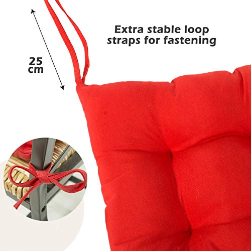 BCASE, Pack de 6 Cojines de Asiento y Silla, 40x40cm, Funda de Polyster, Relleno de Fibra, Cómodos, Resistentes, Fácil de Limpiar, para Cocina, Cuarto, Sala, Jardín, Terraza, Patio, Etc. Rojo