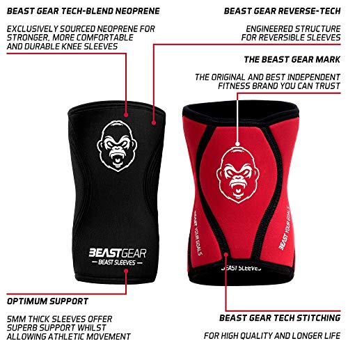 Beast Gear Rodilleras Deportivas - Estabilizador de Rodilla con función Protectora y de compresión - Rodillera Crossfit para Deportes como fútbol, Running y Powerlifting