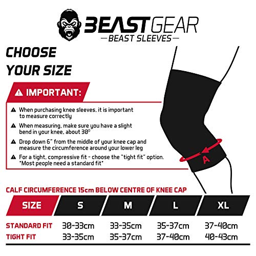 Beast Gear Rodilleras Deportivas - Estabilizador de Rodilla con función Protectora y de compresión - Rodillera Crossfit para Deportes como fútbol, Running y Powerlifting