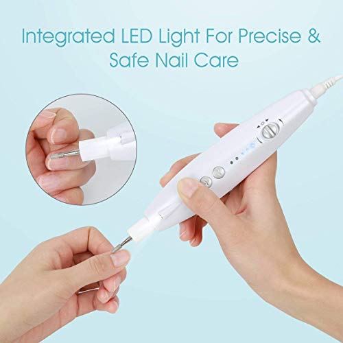 BEAUTURAL Kit de Manicura y Pedicura Eléctrico Profesional, Potente Lima Manicura Pulidora para Uñas con 7 Piezas Accesorios, Sistema de pulido para las uñas, Enchufado con cables