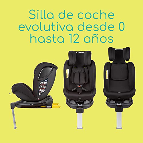 Bebe Confort EvolveFix, Silla de coche ISOFIX giratoria 360, 0-36 kg, Grupo 0/1/2/3 desde el nacimiento hasta los 12 años, Reclinable y evolutiva, Night Black (negro)