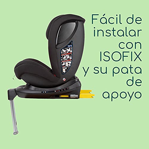 Bebe Confort EvolveFix, Silla de coche ISOFIX giratoria 360, 0-36 kg, Grupo 0/1/2/3 desde el nacimiento hasta los 12 años, Reclinable y evolutiva, Night Black (negro)