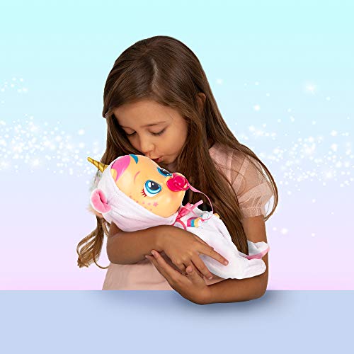 Bebés Llorones Fantasy Dreamy Unicornio - Muñeca interactiva que llora de verdad con chupete y pijama brillante de Unicornio