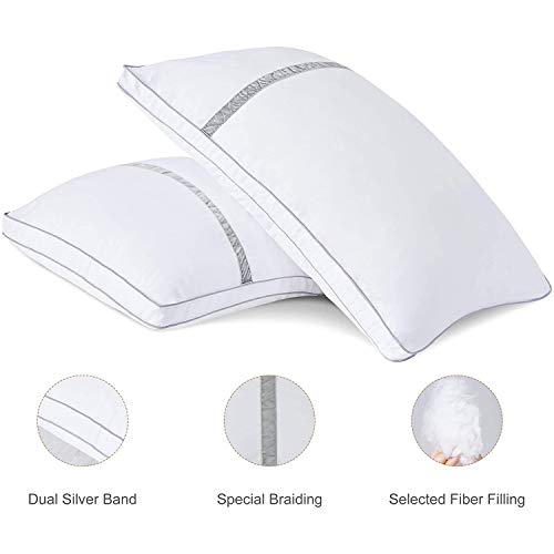 BedStory Almohadas Fibra con Relleno 3D Fibra Mantiene la Forma Almohadas Antiácaros para de Cama Almohadas para Hoteles Pack de 2 (50x75cm, Gris)