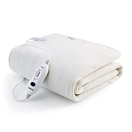 Bedsure Calienta Camas Electrico Individual - Calientacamas 90 Eléctrica Calentador con 3 Ajustes de Temperatura, Manta Calefactora Termica 150x80 Pequeña Lavable con Apagado Automático, Blanco